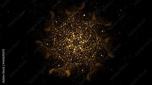 particles explosion with transparent png background (alpha channel). Shock wave, burning light hot sparks in center. Seamless loop 3d air animation. Deep magical bang. Slow motion fire transition