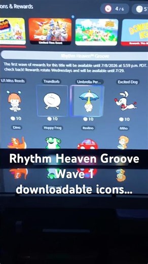Rhythm Heaven Groove Wave 1 downloadable icons, Switch Online - LIMITED TIME