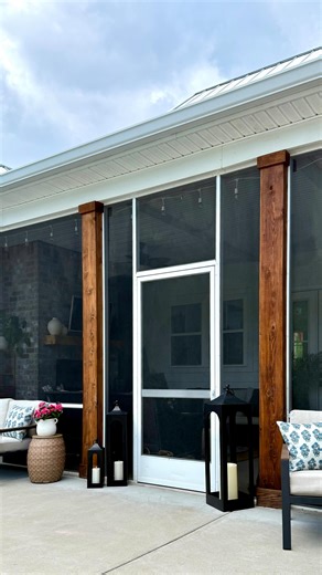 Ashley Rice | DIY Home Design and Decor on Instagram: "✨ DIY Outdoor Column Makeover ✨ These porch columns were tired, weathered, and seriously in need of love — and I gave them a total refresh in just one afternoon using a few budget-friendly tools and one of my favorite exterior stains. The difference is unreal 😍 Comment SHOP and I’ll send you links to my supplies and decor! What I used: 🧼 Miracle Mist 🌀 Pressure washer 🪵 Electric sander 🖌️ Pre-stain con