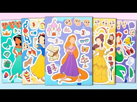 DISNEY PRINCESS STICKER BOOK DECORATING | RAPUNZEL, BELLE, ARIEL FUN STICKER ACTIVITY