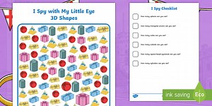 KS1 Royal Wedding Recognising 3D Shapes 'I Spy' Worksheet