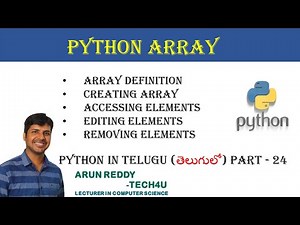 PYTHON IN TELUGU PART 24 - PYTHON ARRAY IN TELUGU | ARRAY IN PYTHON TELUGU | ARRAY IN TELUGU |