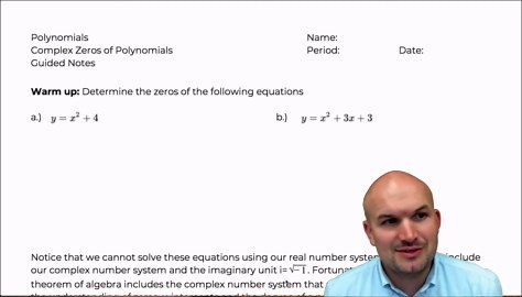 Understanding complex numbers as zeros