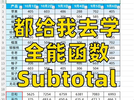 怎么才学会这么全能的subtotal函数啊！😭