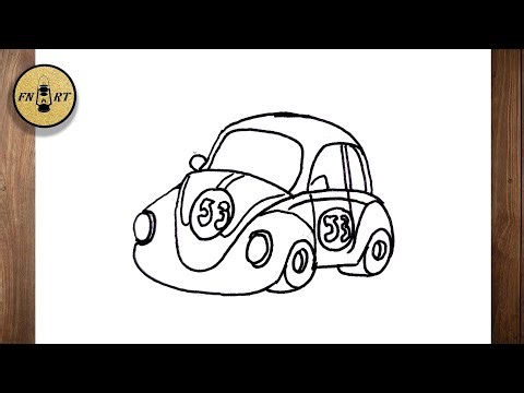 How to draw a beetle car step by step easy