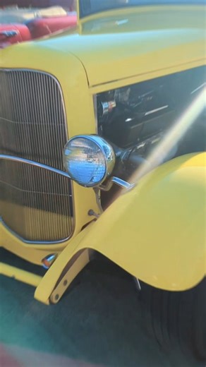 This yellow 1932 Ford Coupe hot rod, often nicknamed a "Deuce Coupe" 🔥 It's iconic style with the firts mass produced V8 made this a landmark in American car culture. Drop a 💛 if you like this beauty 👇 #hotrod #carsofinstagram #carculture #houston | HTX Cars