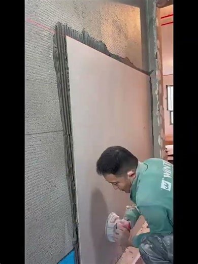 Smoothing the wall surface carefully to get a flawless, clean finish and perfect wall quality #walls