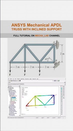ANSYS APDL | TRUSS with Inclined Support | SHORTS