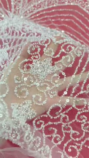 5 Yards Crystal Beaded Bridal Lace Fabric | Luxury Wedding Gown and Bridal Dress Material – HN208