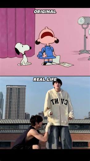 Snoopy Meets Lucy in Real Life 🤯 #peanuts #challenge #funny #parody #relatable #shortvideo