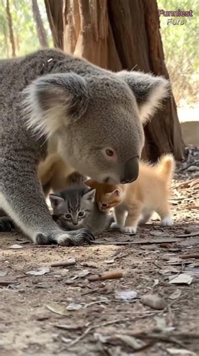 Koala Mom Adopts Two Lost Kittens — So Heartwarming! 🐨🐱💞