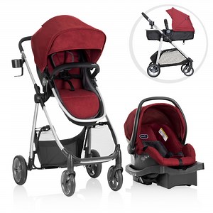 Evenflo Omni Plus Modular Travel System with LiteMax Sport Rear-Facing Infant Car Seat, Hyperion Red, 22lb