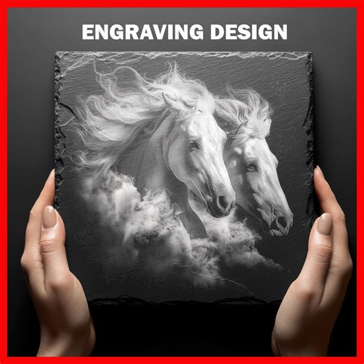 Two Galloping Horses Laser PNG | White Stallion Slate Coaster File | Wild Spirit Art - Etsy UK