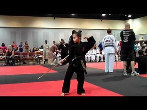 8 Year Old Rayna Martial Arts Stick Fighting Demonstration Taekwondo