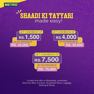 7.9K views · 65 reactions | What's better than discounts? EXTRA Discounts! Avail these exciting offers and make your shaadi shopping easy & hassle-free! For online promotions visit the website. | METRO Pakistan Pvt. Limited | Facebook