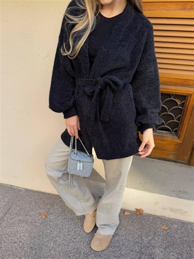 Fluffy Angora Oversized Cardigan | Belted Cozy Knit Sweater Jacket - Etsy