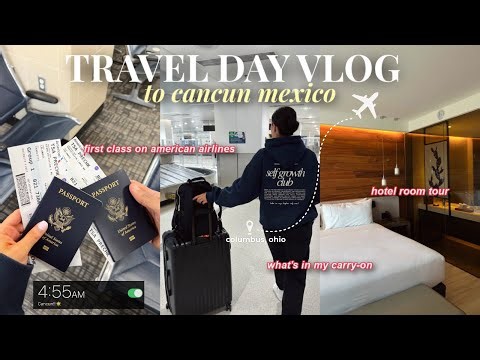 TRAVEL DAY VLOG ✈️ | first class flight, what's in my carryon, airport vlog & hotel room tour!