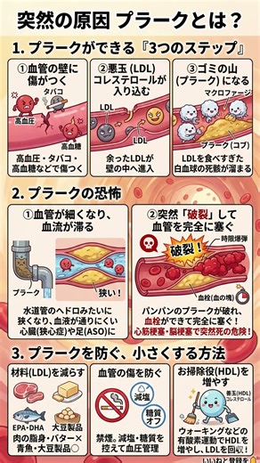 【突然死を防ぐ】血管のゴミ「プラーク」の正体と恐怖。心筋梗塞・脳梗塞を招く血管崩壊のメカニズム｜悪玉コレステロールを撃退して血管を掃除する方法