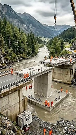 This Collapsed Bridge Gets Rebuilt in Under a Minute #shorts #construction