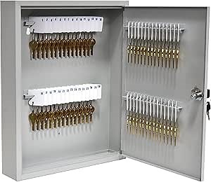 BankSupplies Fort Knox Key Holder Cabinet - 60-Key Cabinet - 60 Easy-to-Write-On Key Tags - Piano Hinged Door - Standard Keyed Lock - Steel Construction - Key Lock Box