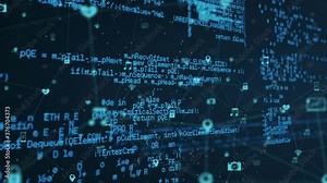 Network of connection icons against data processing