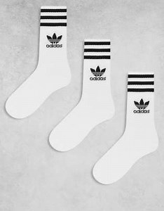 adidas Originals 3 pack mid cut socks in white | ASOS