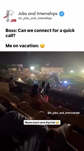 Boss: Can we connect for a quick call? Me on vacation: 🙂 #funnyvideos #viralmemes #trendingsongs #corporatereels #corporatememe #worklife #boss #employee #office #fblifestyle #theoffice #officememe #officeculture #officereel #corporatelife #viralreels #comedy #trendingreels #funnyreels #college #engineering #trendingvideo #friday #explore #explorepage #viralvideos #officefunny #manager | Jobs and Internships