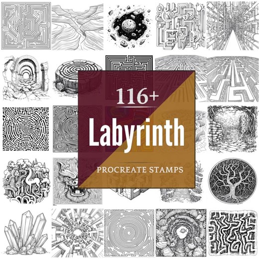 Labyrinth Procreate Brushes & PNG Bundle | 116  Designs (digital Download) - Etsy