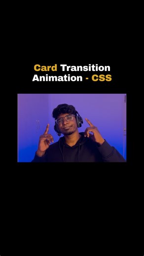 Kavin | Developer on Instagram: "Card Transitions animations - only CSS 🔥 . Comment “Card” i’ll DM you the Full GitHub code link . @minimalcodemind . More and more CSS & JavaScript content will be seen. Explanations, Tricks, Cheatsheets keeping previous stuffs like reels and projects as it is. Hope you enjoy it. If you want to see something more. Do let me know in the comments. Tags #webdevelopment #webdesign #webdeveloper #html #css #javascript #reactjs #uiux #code #design"