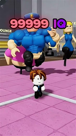 99999 IQ Mini Bacon play MUSCLE POLICE & WOMAN PRISON Obby 💡 #roblox #robloxshorts #obby #shorts
