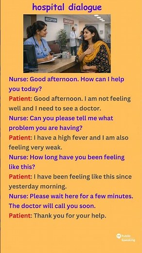 Hospital Conversation in English | Nurse and Patient Dialogue | Short Video