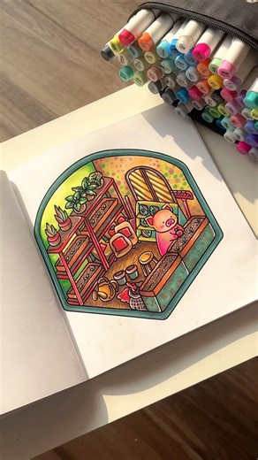 Cozy Crew coloring session #arttutorial #adultcoloring #artshorts #coloringbook #satisfying #paint