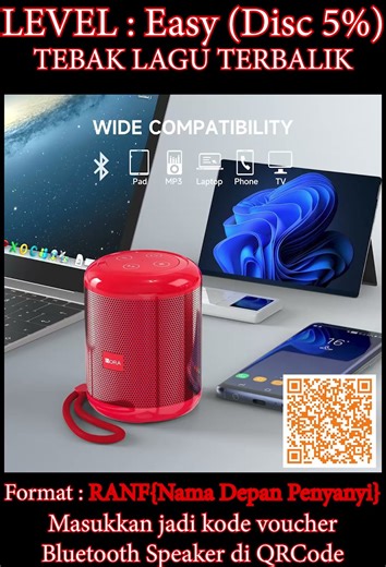 Cari bluetooth speaker? Scan QR Code di video dan jawab kuisnya untuk mendapatkan diskonnya.