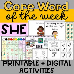 Core Word of the Week: SHE Printable & Digital Activities