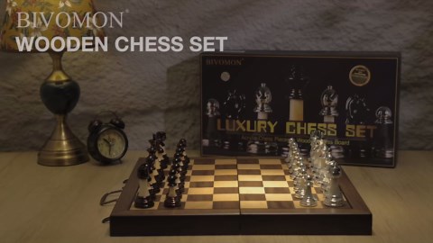 Deluxe Chess Set 16.5'' Wooden Large Folding Chess Board Game with Handle, Weighted Acrylic Chess Pieces - 3.5" King with Storage Slots for Beginners, Professional Players