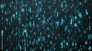 Large numeric characters with matrix style, vertical movement and blue