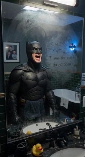 Batman sings in the bathroom