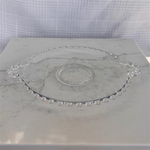 Vintage Imperial Glass Serving Tray, 10” With Beaded Handle - Etsy