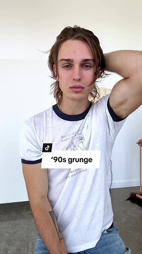 Bringing back the ‘90s curtain look, but with a grunge twist. Think Johnny Depp’s iconic wet with long textured layers #johnnydepp #bradpitt #90sgrunge #90shair #nirvana #edgyhair #wetlook #softandedgy #90srevival #90saesthetic