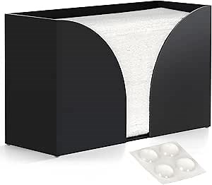 Storage Standard Multifold Paper Towel Dispenser Countertop - Matte Black Paper Towel Holder Bathroom, Durable Acrylic Napkin Holder for Bathroom, Kitchen, Office & Restaurant, 10.75 x 6.5 x 4 Inches