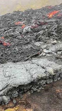 Pahoehoe lava flowing down the Nátthagi Valley, Iceland, 2021 June