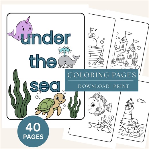Under the Sea Coloring Pages for Toddlers – 40 Page Ocean Activity Book (printable PDF) - Etsy UK