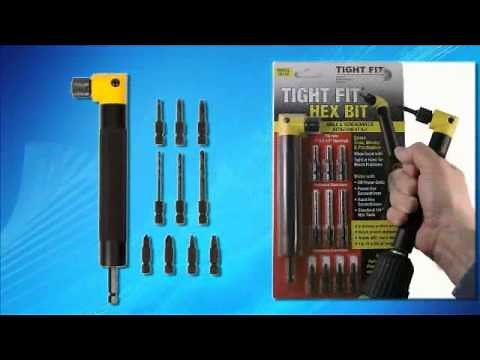 Tight Fit Tools 90 Degree Right Angle Drill and Screwdriver Attachment Hex Bit Adapter Kit
