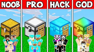 Minecraft: FAMILY SECRET CHEST HOUSE BUILD CHALLENGE – NOOB vs PRO vs HACKER vs GOD in Minecraft