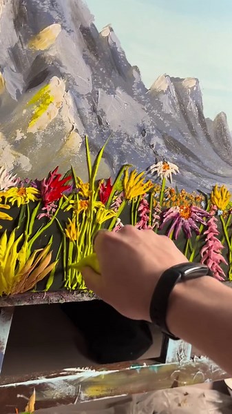 Mountain Flower Meadow Painting — Thank You for Your Support