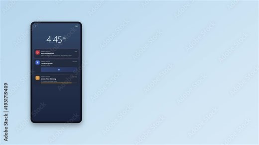 Parental control app notifications screen time limit app blocked location alert family safety smartphone push messages digital wellbeing protection animation