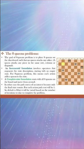 What is the 8 queens problem in Artificial Intelligence? ||#shorts #ytshorts #aiml