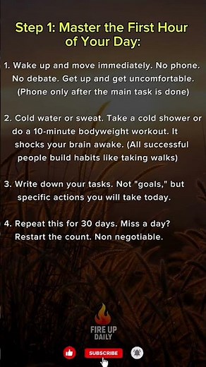 Step 1: Master the First Hour of Your Day:#MorningRoutine #Motivation #Productivity #Shorts
