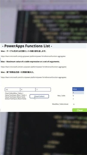 【PowerApps関数解説】Maxの使い方 #Shorts