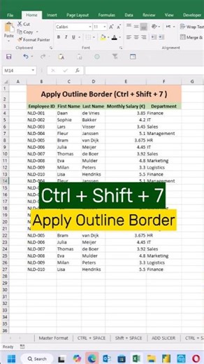 One Keystroke for Perfect Borders in Excel #shorts #excel #hack #dataanalysis